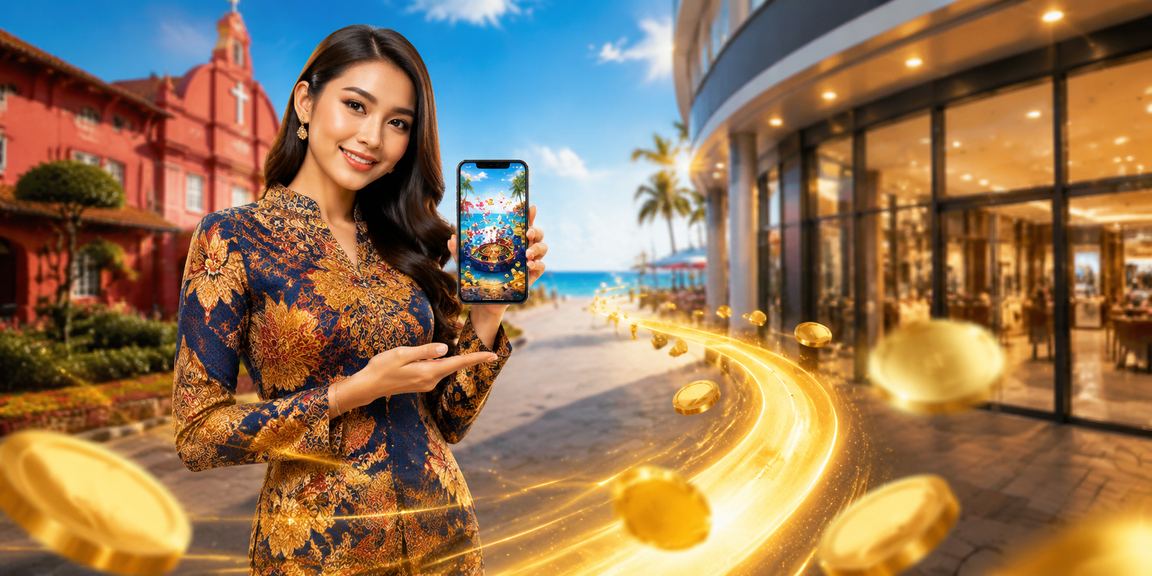 Aplikasi kasino Melaka bermotif batik dengan paparan permainan Roulette pada telefon pintar